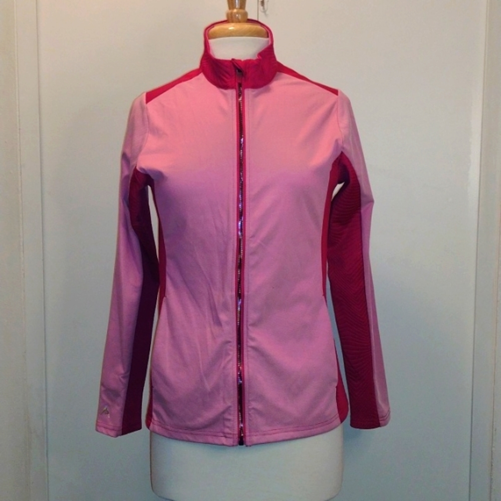 Antigua Pink and Dark Pink Full-Zip Performance Jacket